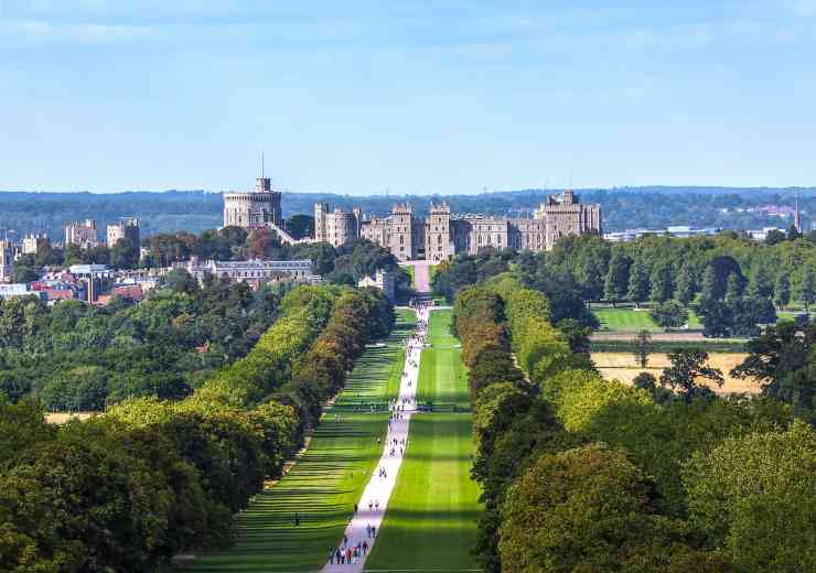 An aerial view of windsor castle and grounds