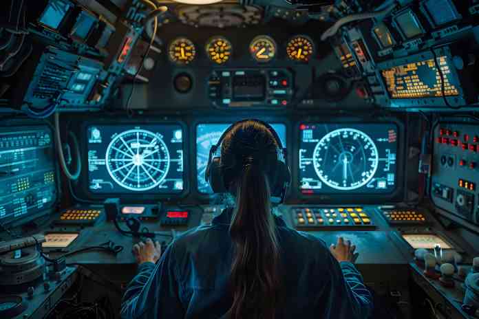 Sonar system on submarine.